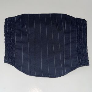 Divided HM Crop Corset Top Womens Size XS Smocked Sides Navy White Pin Stripes